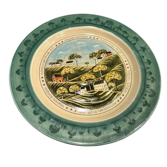 Vintage Otagiri Warren Kimble 8” Plates American Folk Art Signed PAIR - Picture 3 of 10
